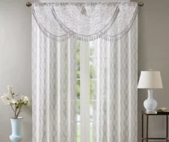 Clarissa Diamond Sheer Rod Pocket Waterfall Valance, (46") -Home Decor Store 810518167 4