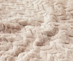 Tan Zigzag-Embossed Velvet King Blanket -Home Decor Store 810531017 810617578 4