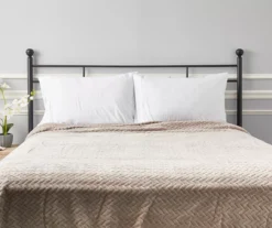 Tan Zigzag-Embossed Velvet King Blanket -Home Decor Store 810531017 810617578 5