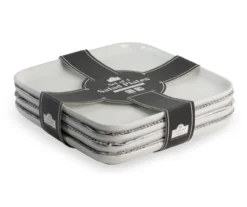 Bliss 4-Piece White Ceramic Square Salad Plate Set