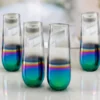 Rainbow Luster 4-Piece Stemless Champagne Flute Glass Set