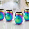 Rainbow Luster Hammered 4-Piece Stemless Wine Glass Set