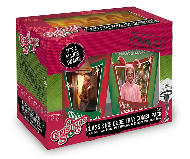 A Christmas Story 3-Piece Pint Glass & Ice Tray Set 1 A Christmas Story 3-Piece Pint Glass & Ice Tray Set