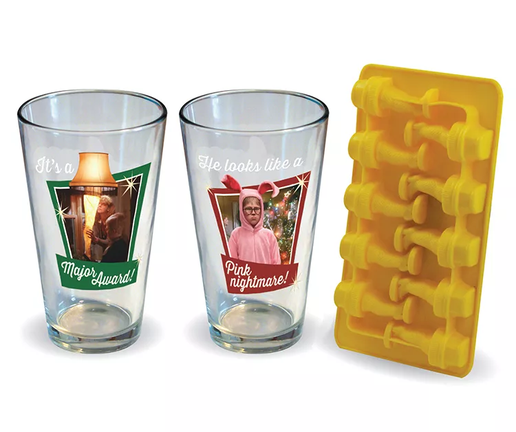 A Christmas Story 3-Piece Pint Glass & Ice Tray Set 2 A Christmas Story 3-Piece Pint Glass & Ice Tray Set - Image 2