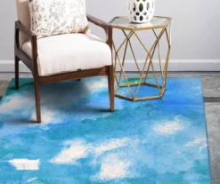My Magic Carpet Watercolor Aqua Blue Washable Area Rug -Home Decor Store 810537691 2