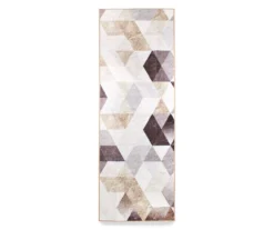 My Magic Carpet Lattice Geometric Neutral Washable Runner, (2'6" X 7')