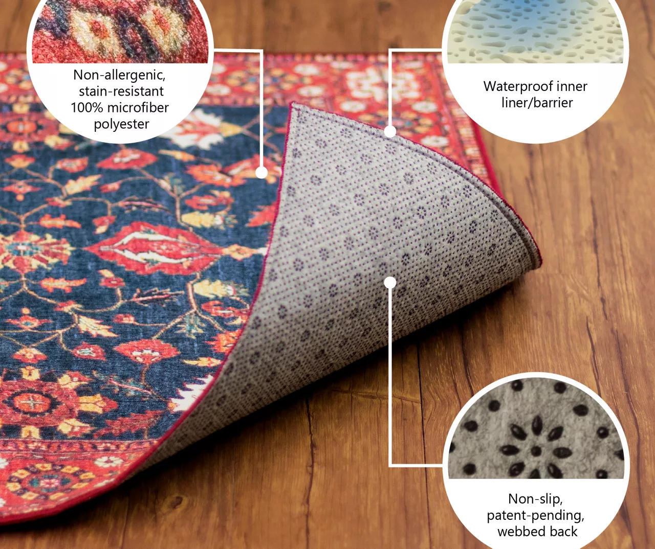 My Magic Carpet Kalini Floral Washable Runner, (2'6" X 7') 8 My Magic Carpet Kalini Floral Washable Runner, (2'6" X 7') - Image 8