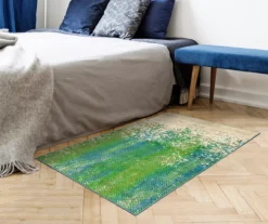 My Magic Carpet Hazel Chevron Teal Washable Area Rug -Home Decor Store 810537756 2