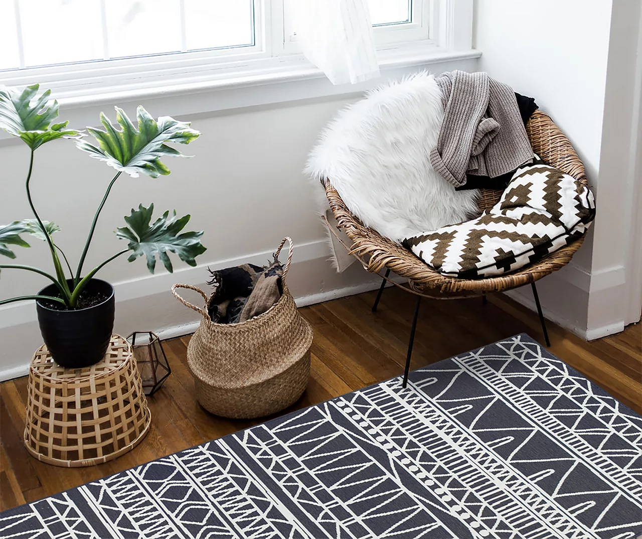 My Magic Carpet Chelsea Aztec Dark Gray Washable Runner, (2'6" X 7') 2 My Magic Carpet Chelsea Aztec Dark Gray Washable Runner, (2'6" X 7') - Image 2