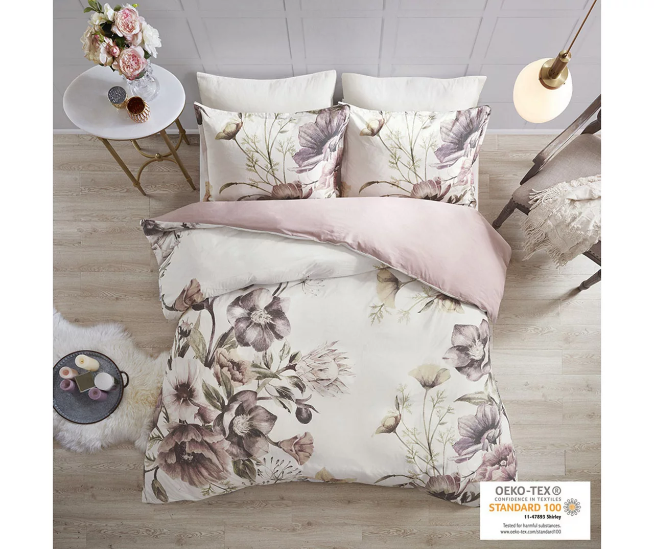 Maddy Blush Floral Full/Queen 3-Piece Duvet Cover Set 2 Maddy Blush Floral Full/Queen 3-Piece Duvet Cover Set - Image 2