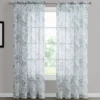Hattie Spa Blue Floral Crushed Voile Sheer Curtain Panel, (84")