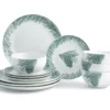 Blue & Ivory Pine Cone 12-Piece Dinnerware Set
