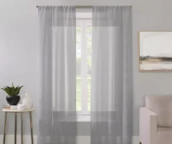 Real Living Sheer Plaid-Weave Curtain Panel