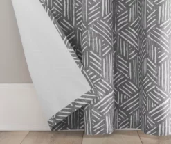 Gray Geometric Quill Blackout Rod Pocket Curtain Panel, (84") -Home Decor Store 810542218 2