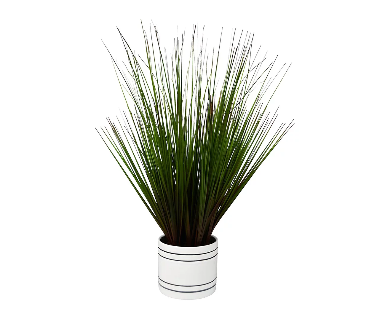 Dark Green Artificial Grass Arrangement In White Stripe Pot 1 Dark Green Artificial Grass Arrangement In White Stripe Pot