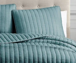 Crinkle Channel-Quilted Moonstone Coverlet Comforter Set -Home Decor Store 810547732 3