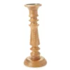 Light Brown Notch-Carved Pillar Candle Holder