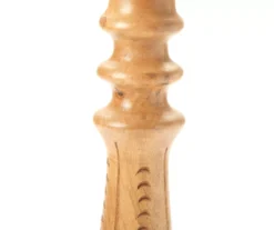 Light Brown Notch-Carved Pillar Candle Holder -Home Decor Store 810547959 810547960 2