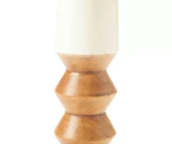 Brown & Beige 2-Tone Ripple-Pillar Candle Holder, (16") -Home Decor Store 810548563 810548564 2 1