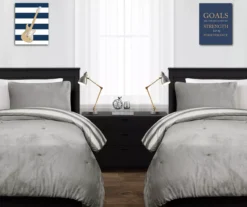 Gray Stripe Plush Twin XL 2-Piece Comforter Set