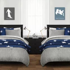 Gray Stripe Plush Twin XL 2-Piece Comforter Set -Home Decor Store 810552773 31