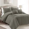 Aurora Dark Gray Pleated Pintuck Full/Queen 5-Piece Comforter Set
