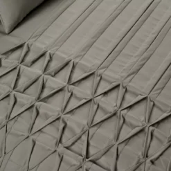 Aurora Dark Gray Pleated Pintuck Full/Queen 5-Piece Comforter Set -Home Decor Store 810552888 2