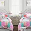 Brookdale White, Pink & Teal Pattern Patchwork Twin 5-Piece Comforter Set