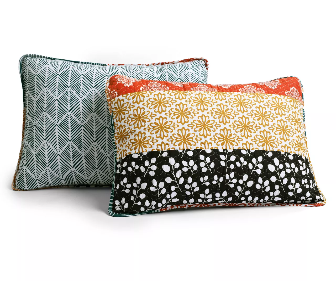 Turquoise & Orange Bohemian Pattern Stripe Full/Queen 3-Piece Quilt Set 4 Turquoise & Orange Bohemian Pattern Stripe Full/Queen 3-Piece Quilt Set - Image 4