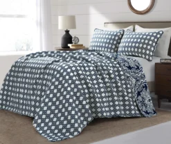Aubree Navy & White Full/Queen 3-Piece Quilt Set -Home Decor Store 810552957 21