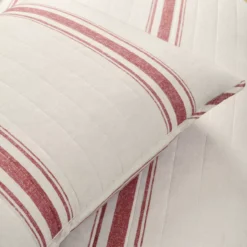 Beige & Red Stripe Full/Queen 3-Piece Quilt Set 12 Beige & Red Stripe Full/Queen 3-Piece Quilt Set -Home Decor Store 810553004 4