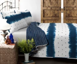 Jane White & Navy Shibori Tie-Dye Full/Queen 3-Piece Quilt Set -Home Decor Store 810553065 11
