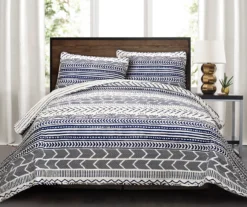Hygge Navy & White Geometric Full/Queen 3-Piece Quilt Set -Home Decor Store 810553067 11