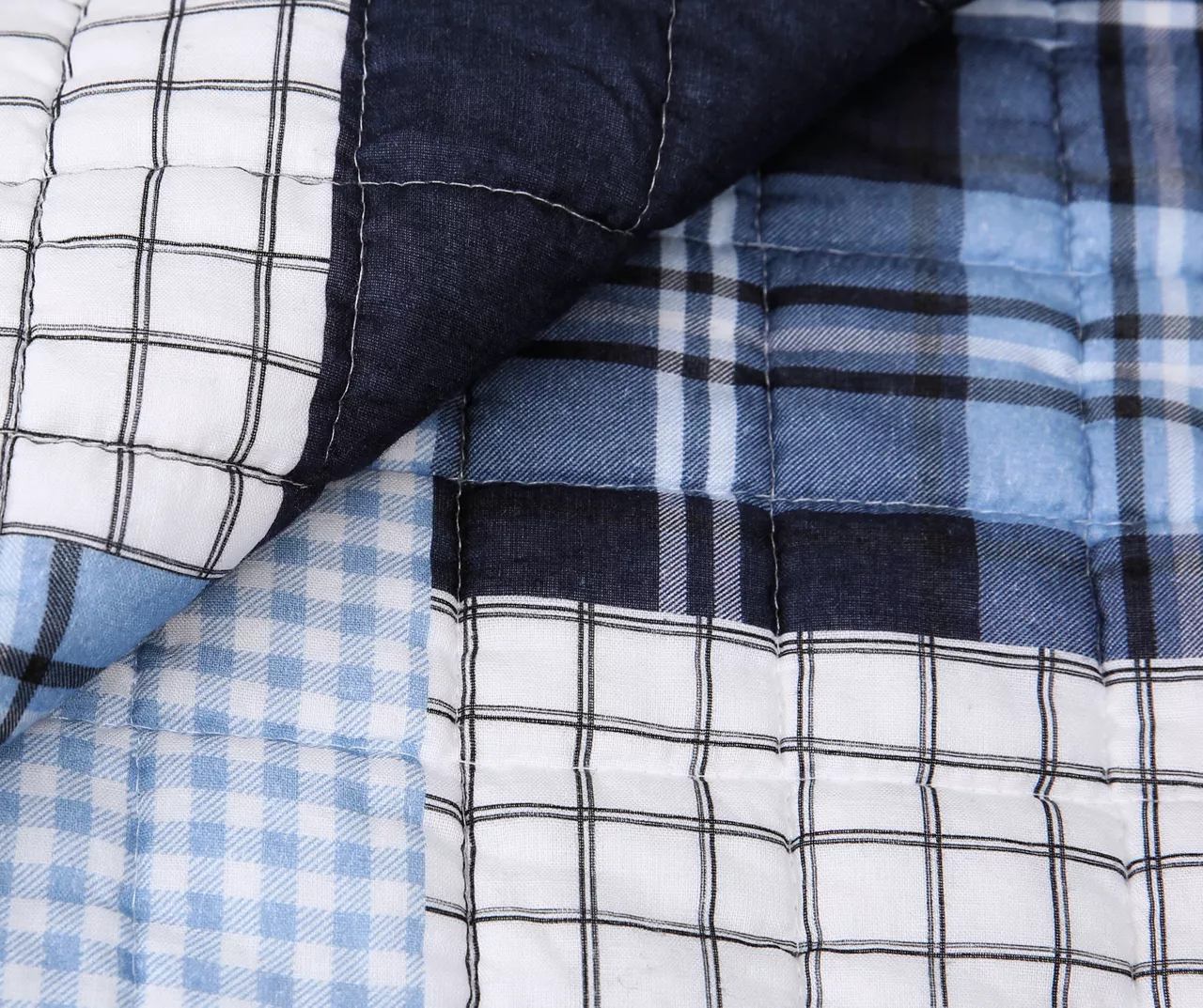 Greenville Plaid Patchwork Reversible 3-Piece Quilt Set 5 Greenville Plaid Patchwork Reversible 3-Piece Quilt Set - Image 5