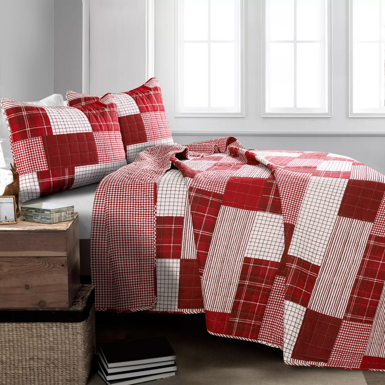 Greenville Plaid Patchwork Reversible 3-Piece Quilt Set 8 Greenville Plaid Patchwork Reversible 3-Piece Quilt Set - Image 8