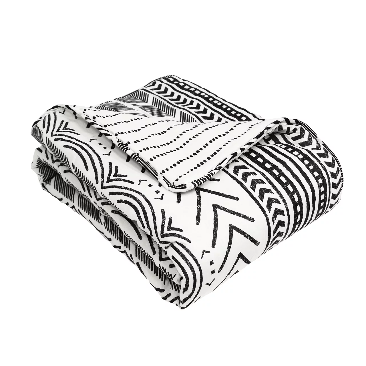Hygge White & Black Geometric Throw, (50" X 60") 3 Hygge White & Black Geometric Throw, (50" X 60") - Image 3