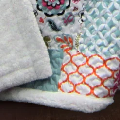 Purple & Turquoise Patterned Patchwork Brookdale Quilted Sherpa Throw, (50" X 60") -Home Decor Store 810553480 2