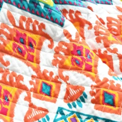 Orange & Turquoise Geometric Boho Quilted Throw, (50" X 60") 10 Orange & Turquoise Geometric Boho Quilted Throw, (50" X 60") -Home Decor Store 810553493 3