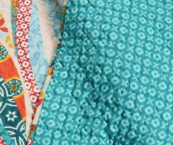 Turquoise & Orange Pattern Wave Hailey Quilted Throw, (50" X 60") -Home Decor Store 810553498 2
