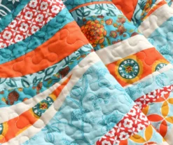 Turquoise & Orange Pattern Wave Hailey Quilted Throw, (50" X 60") -Home Decor Store 810553498 3