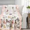 Pastel & Pink Flutter Butterfly Ruffle-Trim Quilted Throw, (50" X 60")
