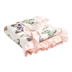 Pastel & Pink Flutter Butterfly Ruffle-Trim Quilted Throw, (50" X 60") -Home Decor Store 810553535 3