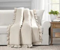 Reyna Wheat Ruffle-Trim Crinkle Throw, (50" X 60")