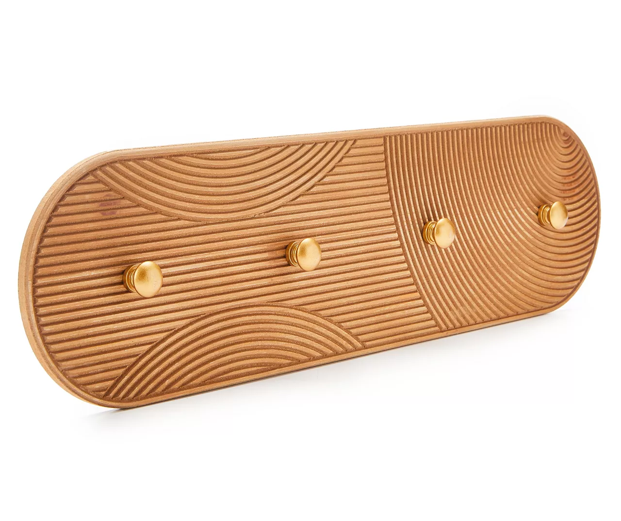 Brown & Gold Carved Linework Wall Plaque With Hooks 2 Brown & Gold Carved Linework Wall Plaque With Hooks - Image 2