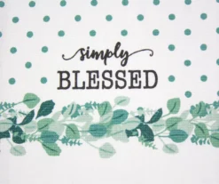 "Simply Blessed" White & Green Polka Dot Kitchen Towel, 2-Pack -Home Decor Store 810558290 3