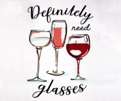 "Definitely Need Glasses" White & Red Wineglass Kitchen Towel, 2-Pack -Home Decor Store 810558292 3