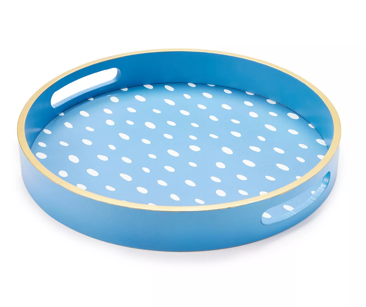 Blue & White Spots Round Decorative Tray 1 Blue & White Spots Round Decorative Tray
