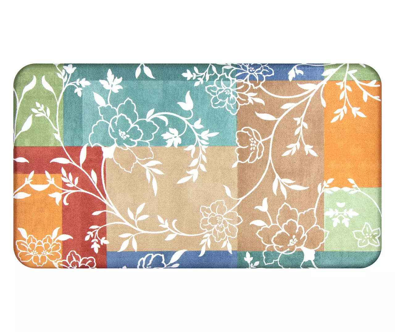 Brown, Blue & Red Weathered Blocks Soft Step Kitchen Mat 1 Brown, Blue & Red Weathered Blocks Soft Step Kitchen Mat