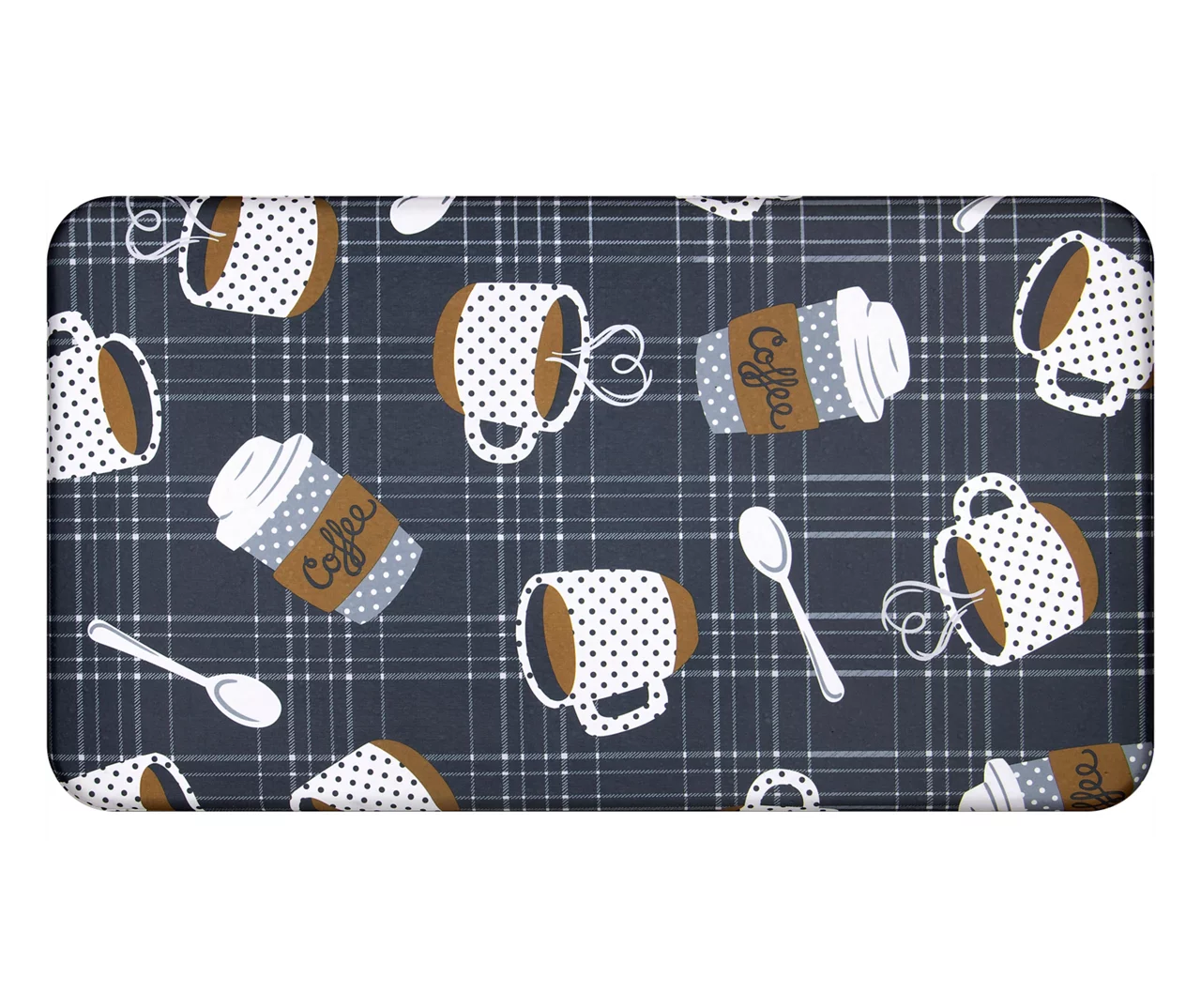 Real Living Charcoal & White Coffee Cups & Mugs Soft Step Kitchen Mat 2 Real Living Charcoal & White Coffee Cups & Mugs Soft Step Kitchen Mat - Image 2