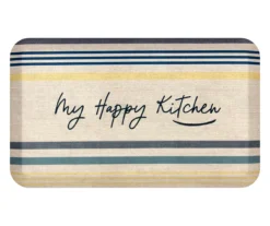 "My Happy Kitchen" Beige Stripe Soft Step Kitchen Mat, (18" X 30")
